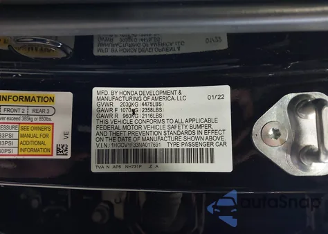 2022 Honda Accord Sport from USA, damaged, VIN 1HGCV1F33NA017691